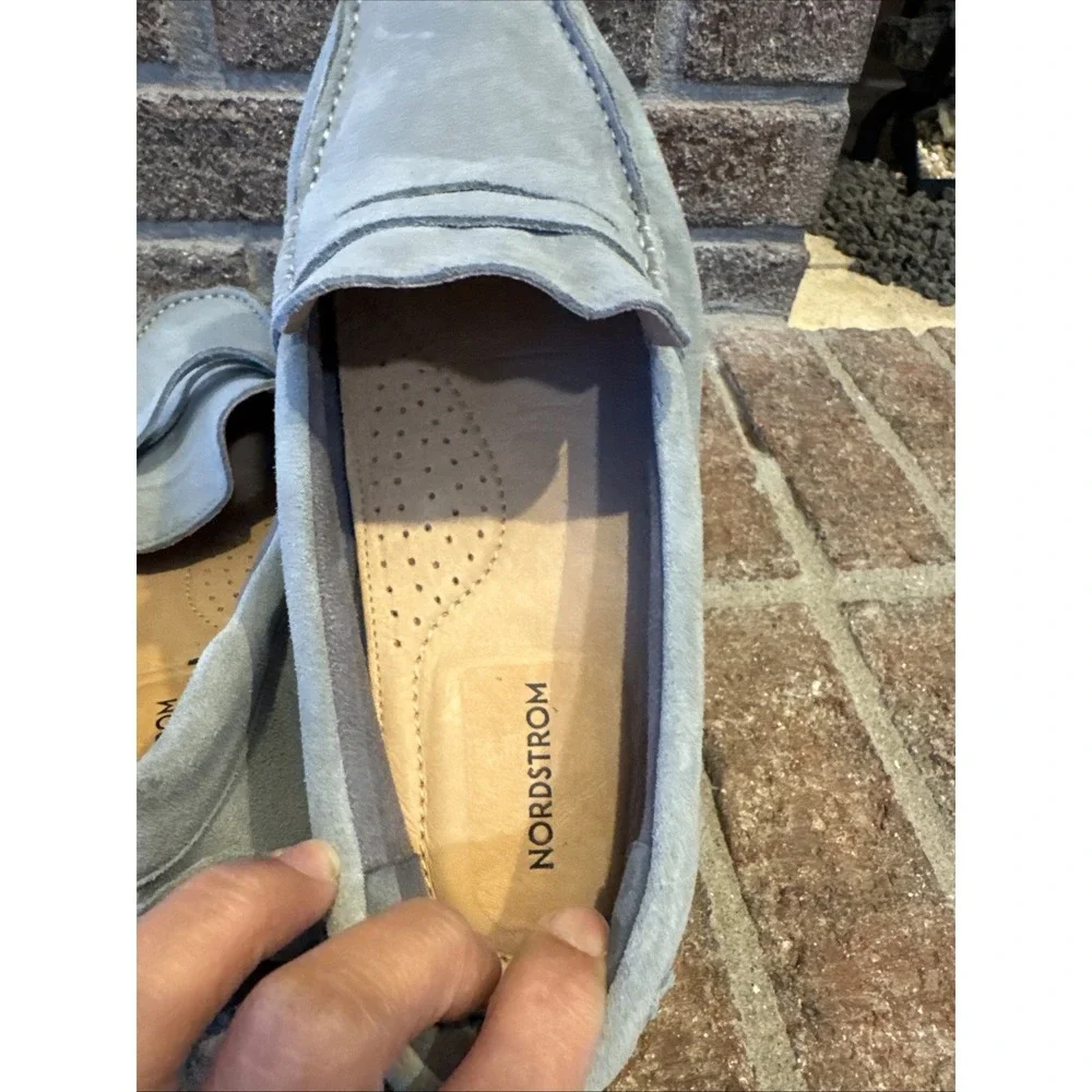 Nordstrom Men's Suede Driving Loafers Light Gray Moccasins Slip On Size 10M #481